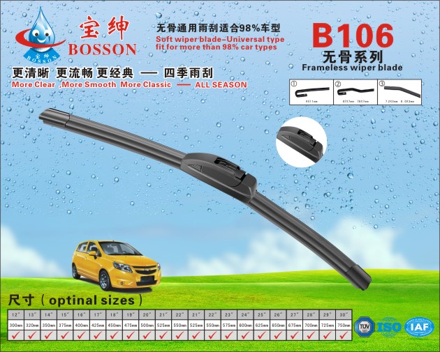 Frameless wiper blade B106