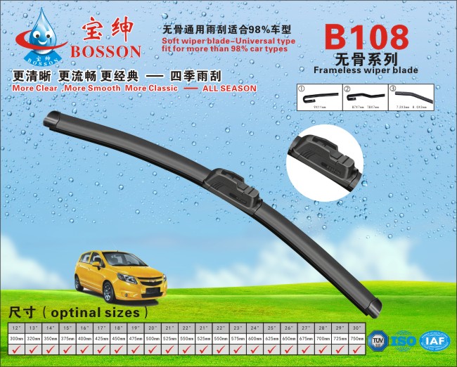 Frameless wiper blade B108