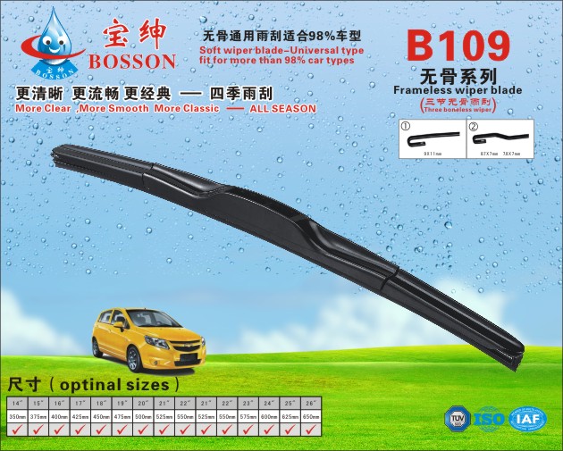 Frameless wiper blade B109